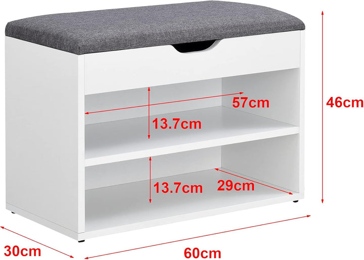 [en.casa] Schuhbank Gentofte 60x30x46cm Schuhschrank mit 3 Ablagefächern Schuhablage für 4 Paar Schu