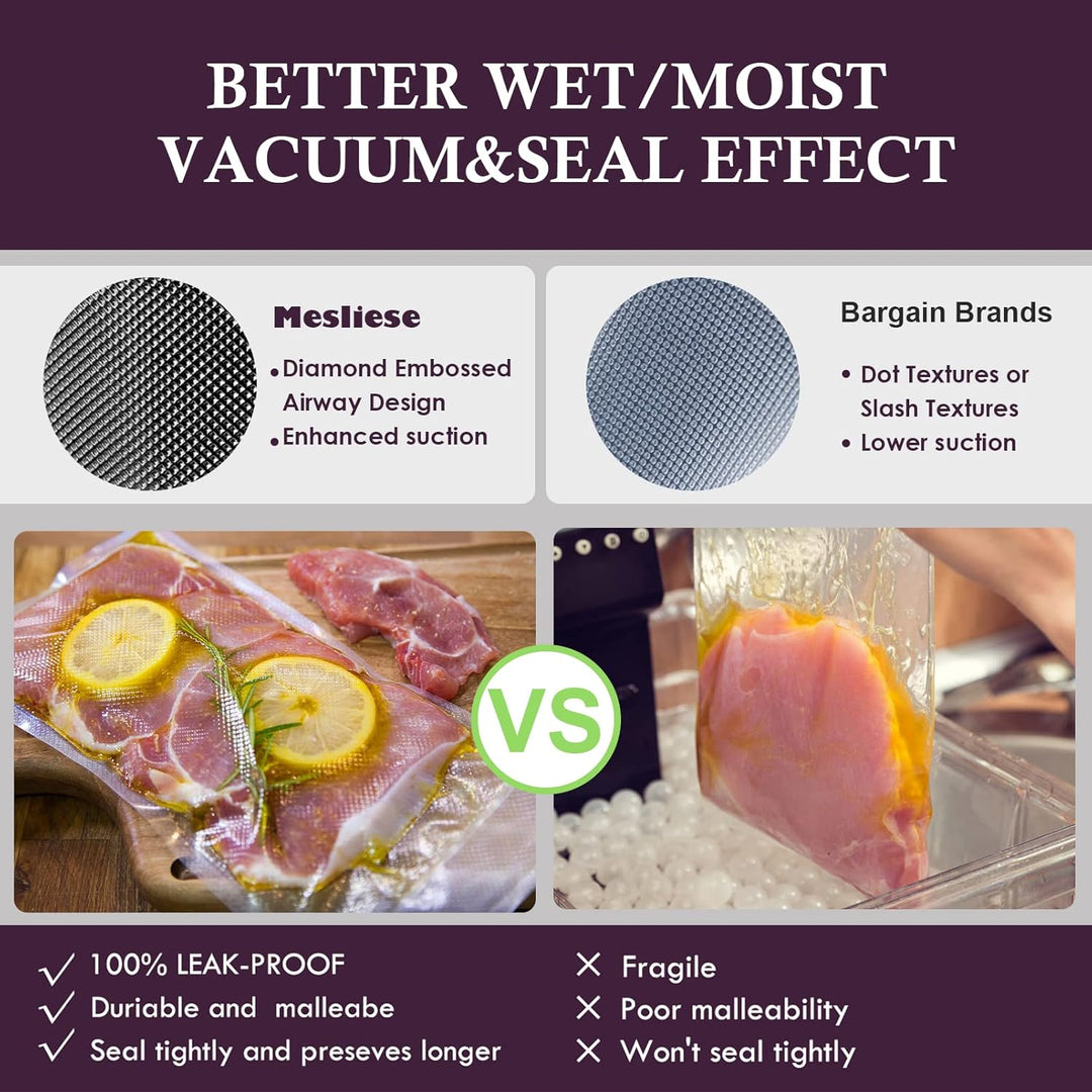 Mesliese Vakuumierbeutel (3 Stück) für individuelle Passform, BPA-frei und durchstichfest, verdickte