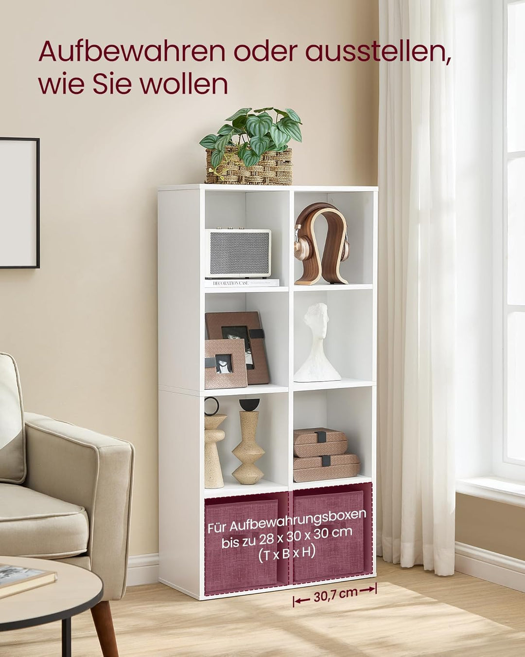 VASAGLE Bücherschrank, Bücherregal, mit 8 Fächern, Büroregal, Würfelregal, Standregal, für Wohnzimme