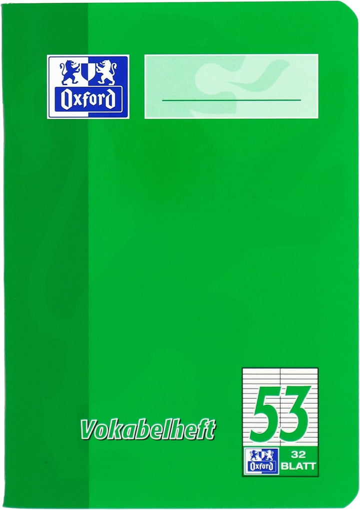 Oxford Vokabelheft, A6, 32 Blatt, Lineatur 53, rot und grün, 10 Stück Lineatur 53 - 2 Spalten A6, 32