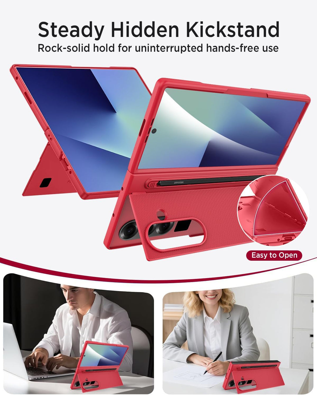 Miimall Kompatibel mit Samsung Galaxy Z Fold 7 Hülle mit S-Pen & Stifthalter, [HD Displayschutz] Ult