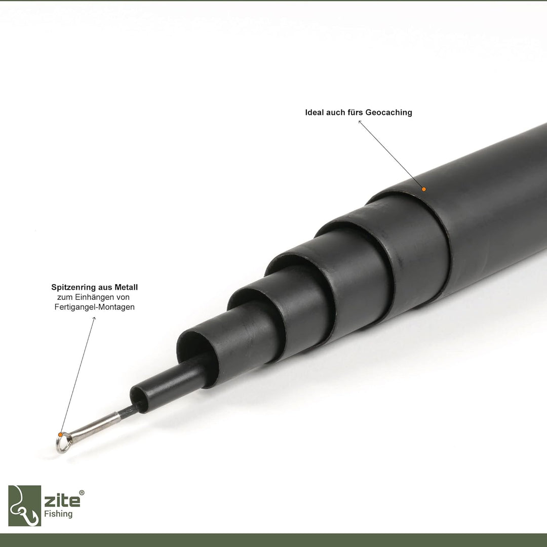 Zite Fishing Stipprute 3-7 m – Teleskoprute Stippe Glasfaser mit Spitzenring – Basic Teleskopangel/F
