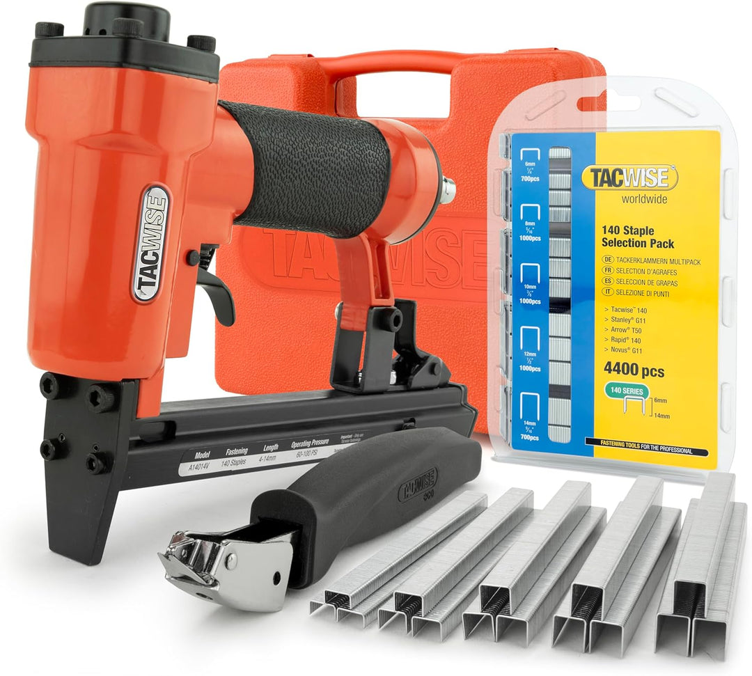 Tacwise 1287 A14014V Druckluft-Polstertacker Set mit Typ 140/6-14mm Heftklammer-Multipack (4400 Stüc