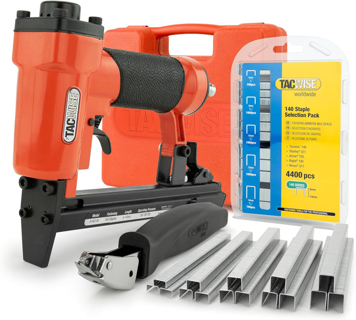 Tacwise 1287 A14014V Druckluft-Polstertacker Set mit Typ 140/6-14mm Heftklammer-Multipack (4400 Stüc