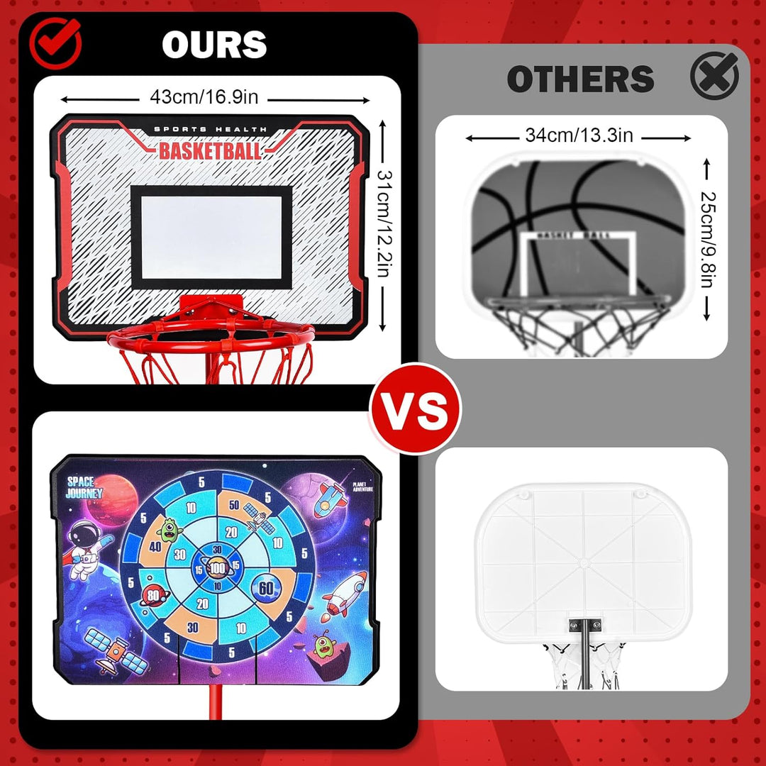 Herenear Basketballkorb für Kinder, Höhenverstellbar 107-193cm, Tragbar Indoor Outdoor, Kinderspielz