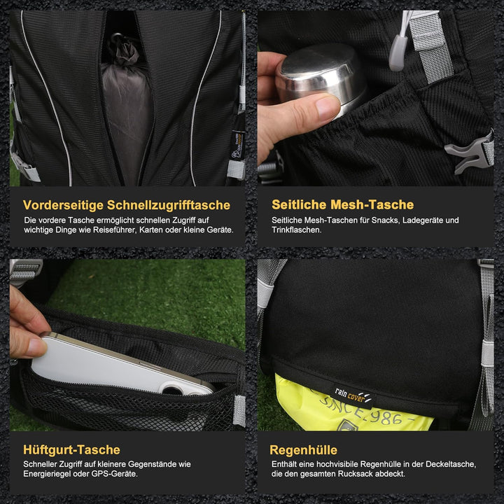 Mountaintop Trekkingrucksack 50L/60L Wanderrucksack Herren Damen Reiserucksack Grosser Rucksack mit