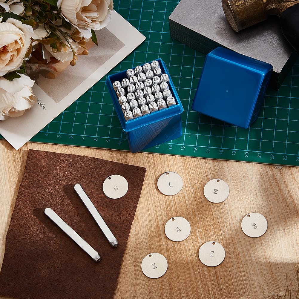 BENECREAT 36PCS 4mm Buchstaben und Zahlenmetallstempelset Mattstahlstahlstempel mit A-Z, 0-8, kaufmä