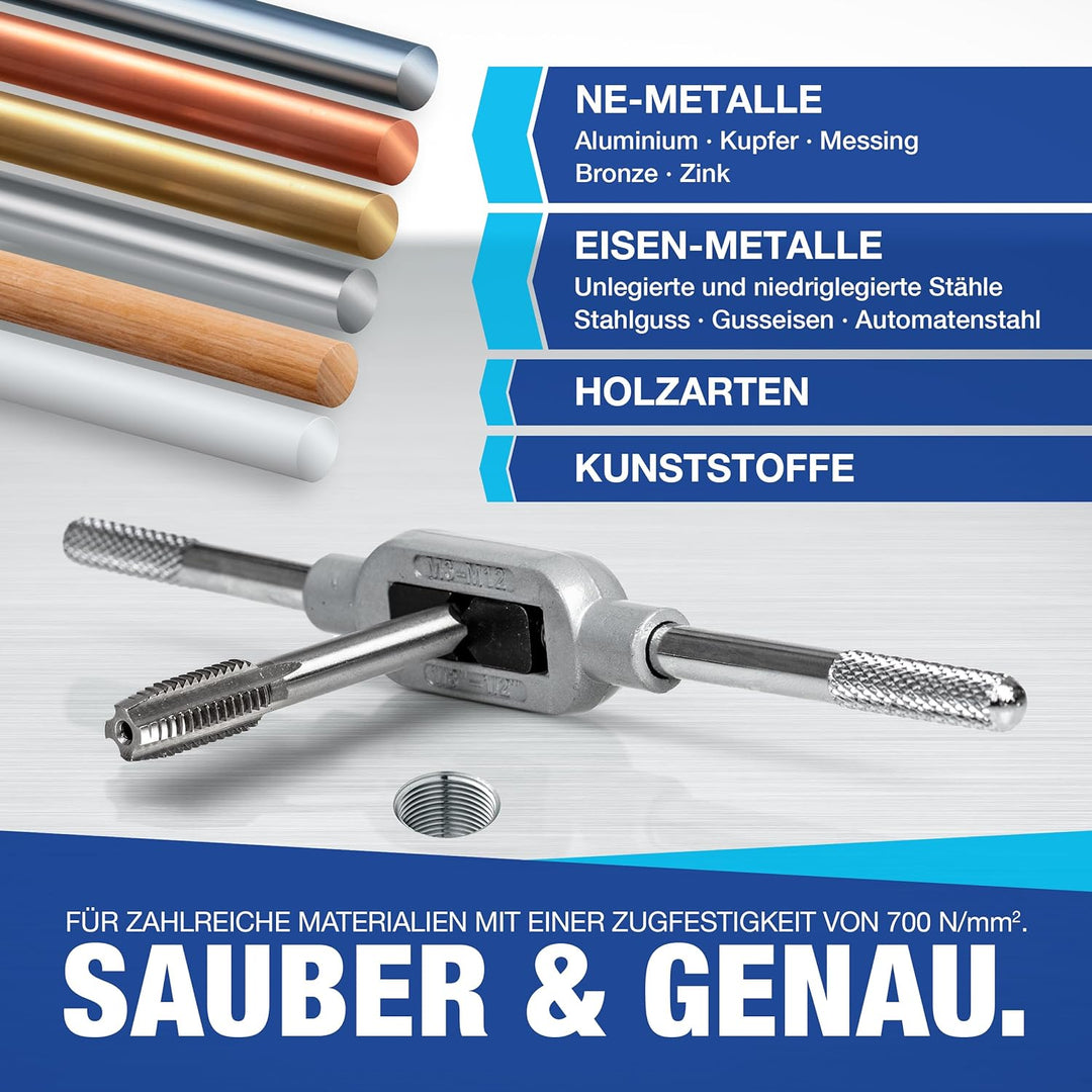 NTG Gewindeschneidesatz 32- tlg., Gewindeschneider Set inkl. Aufbewahrungskoffer, M3, M4, M5, M6, M8