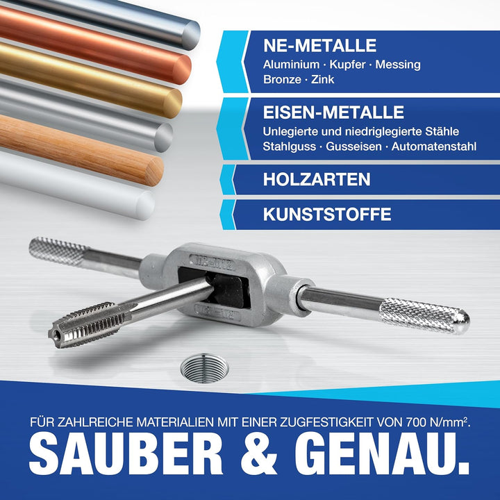 NTG Gewindeschneidesatz 32- tlg., Gewindeschneider Set inkl. Aufbewahrungskoffer, M3, M4, M5, M6, M8