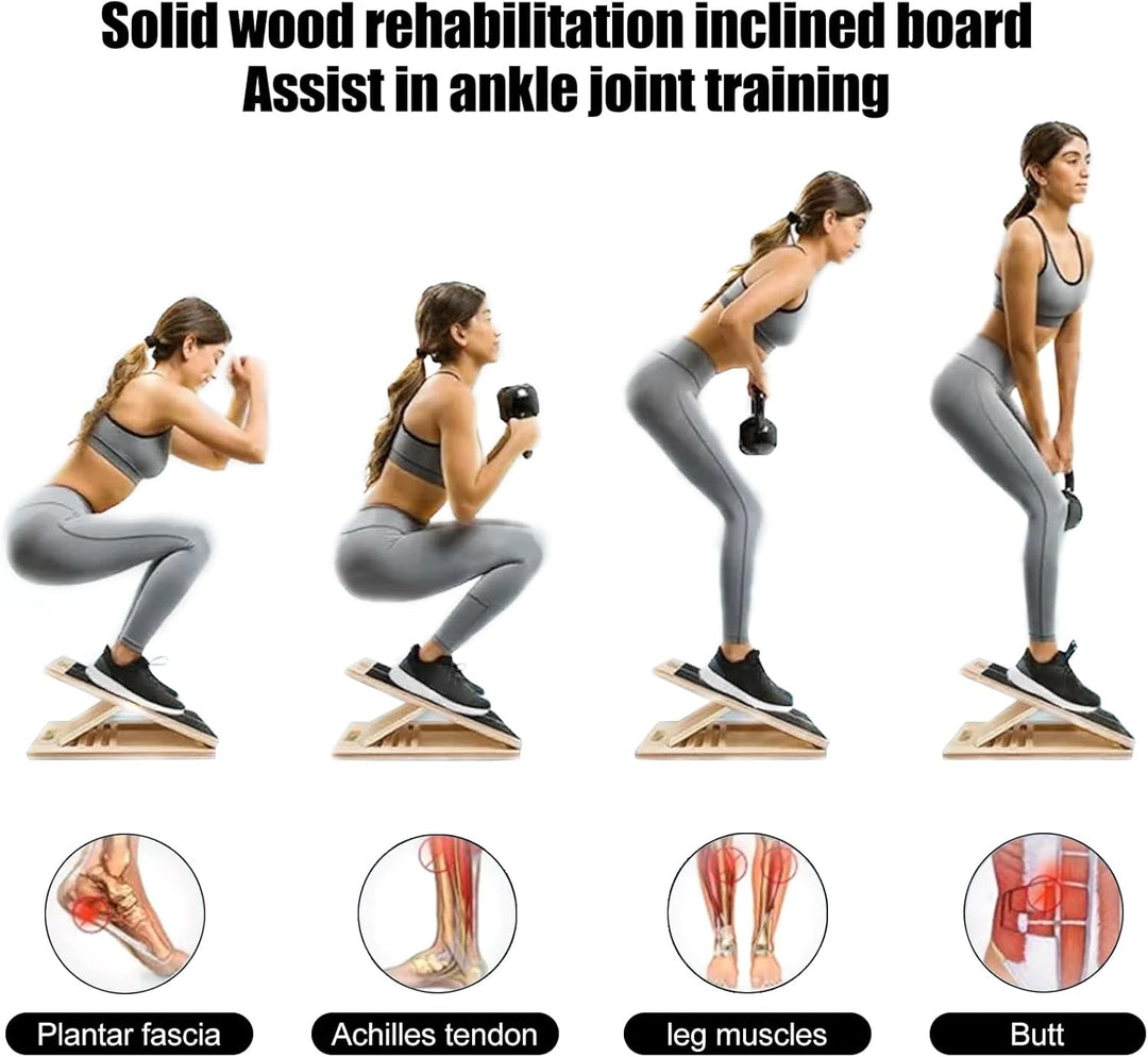 Balance Board und Schrägbrett aus Holz, Verstellbares‌ Wadendehner, Wackelbrett für Physiotherapie,
