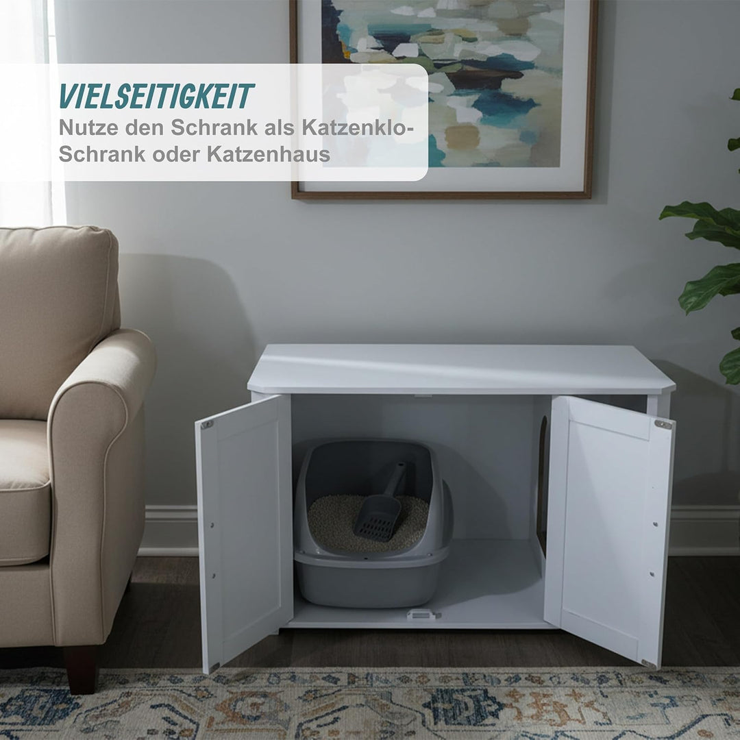 Relaxdays Katzenschrank für Katzentoilette, mit Eingang & Streumatte, Katzenklo verstecken, HxBxT: 5