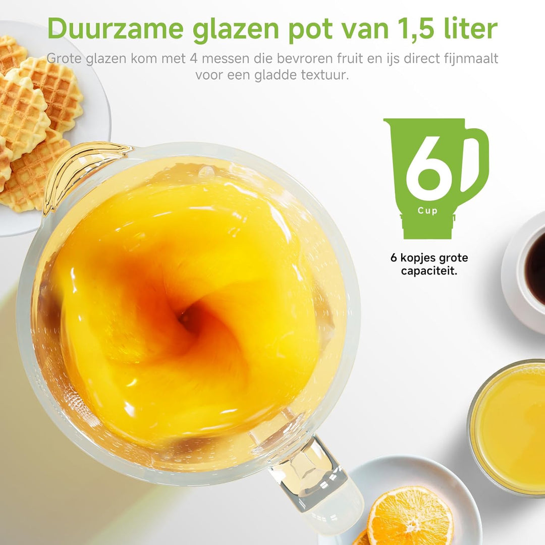Biolomix 3-in-1-Mixer und Smoothie-Maker 1300-W-Standmixer mit 1,5-l-Glasbehälter 3 Geschwindigkeits