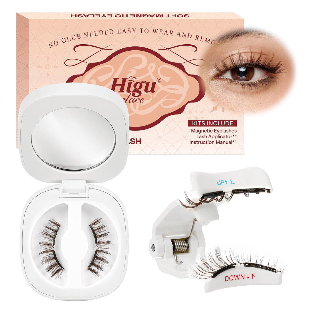 Higu clace Magnetische Wimpern,Magnet Wimpern Ohne Eyeliner,Magnetische Wimpern mit Applikator,Wimpe