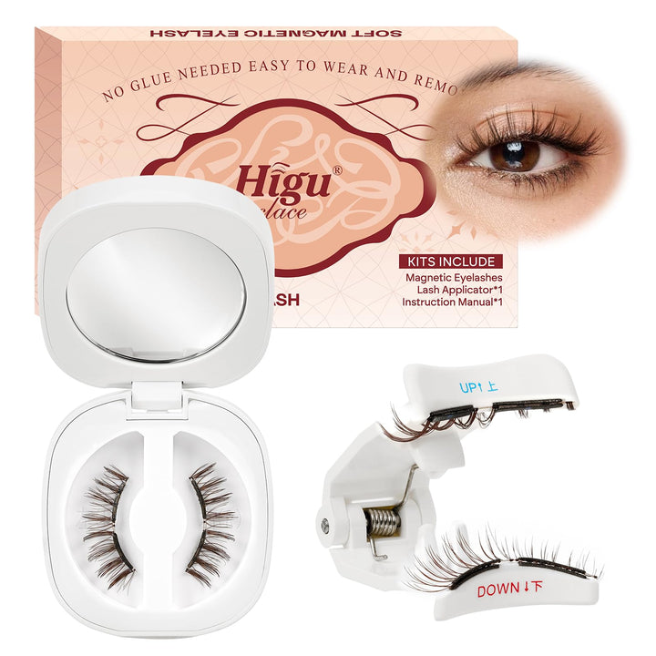 Higu clace Magnetische Wimpern,Magnet Wimpern Ohne Eyeliner,Magnetische Wimpern mit Applikator,Wimpe