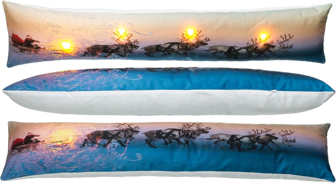 Brandsseller Weihnacht Zugluftstopper LED Beleuchtet Timer Dekokissen Windstopper 90x20 cm (90x20 cm