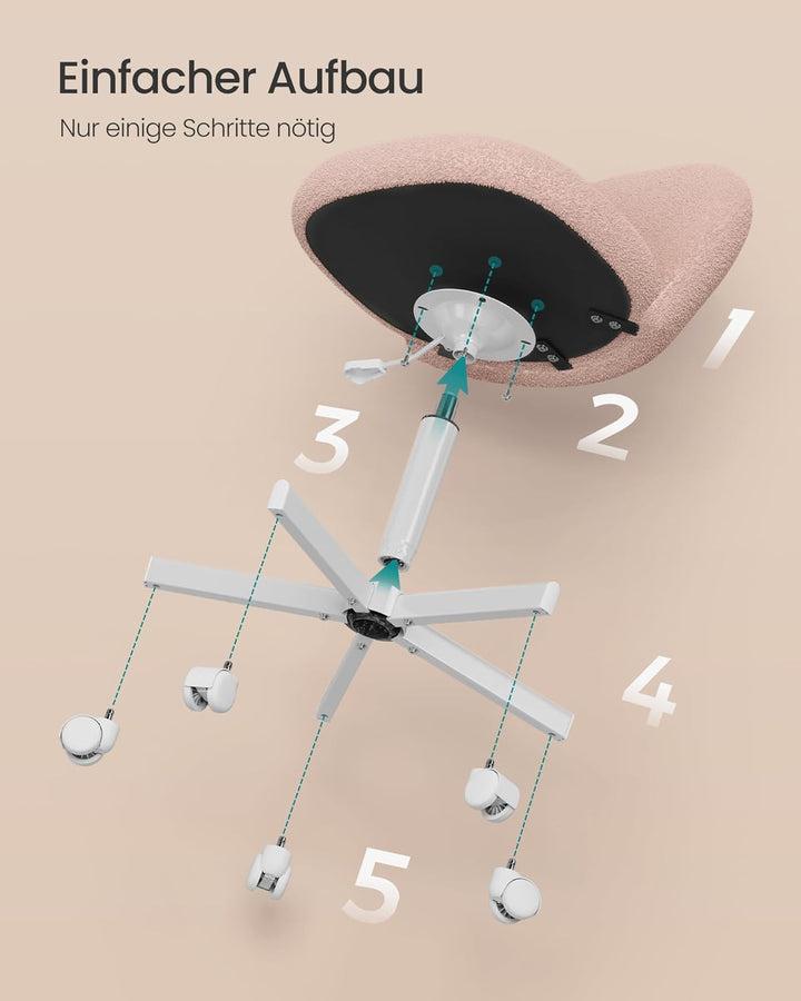 SONGMICS Homeoffice-Stuhl, Schminkstuhl aus Fleece, Schreibtischstuhl, Schaumstoffpolsterung, höhenv