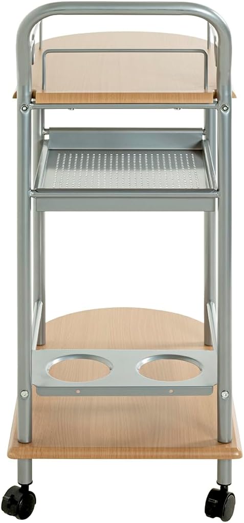 HAKU Möbel 40027 Küchenwagen,65 x 35 x 83 cm, alu/buche Alu-buche 65 x 35 x 83 cm, Alu-buche 65 x 35