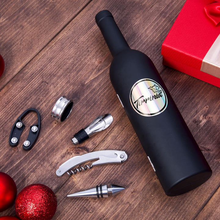Kato Wein Accessories Geschenkset -Weinflaschen-Korkenzieheröffner-Kit, Tropfring, Folienschneider,