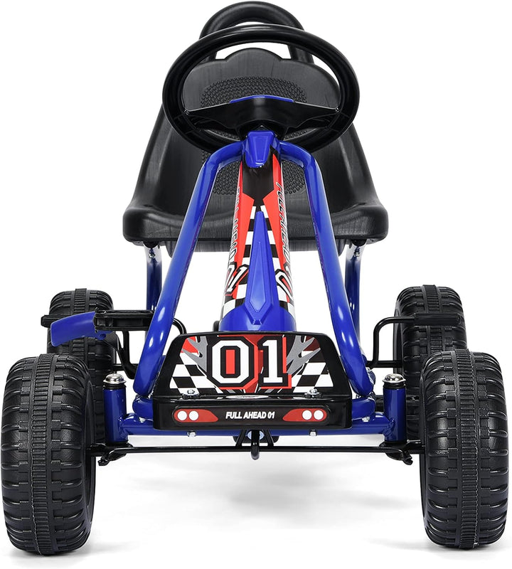 RELAX4LIFE Kinder Gokart mit Handbremse &amp; verstellbarem Sitz, Tretauto mit Pedalen, Tretfahrzeug bis