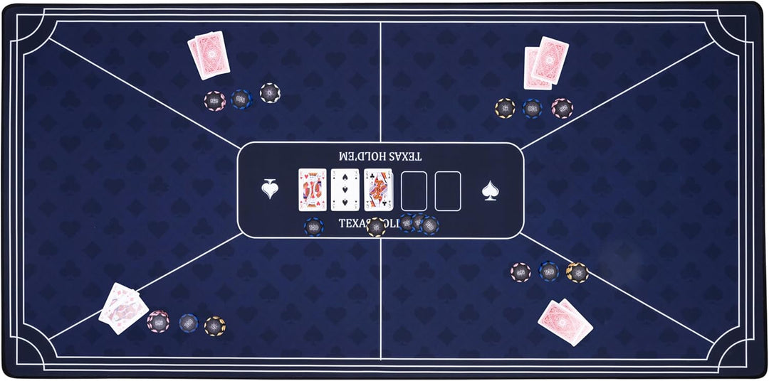 Engelhart - 320993 – Pokermatte blau – rutschfeste Spielfläche 120 cm x 60 cm – Dicke: 3 mm – Bedruc