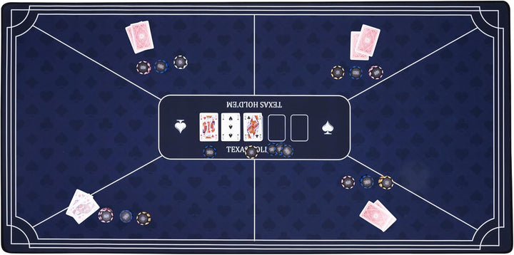 Engelhart - 320993 – Pokermatte blau – rutschfeste Spielfläche 120 cm x 60 cm – Dicke: 3 mm – Bedruc