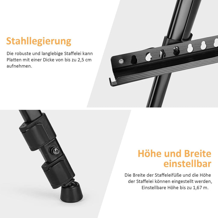 Trintion 2 Stück Aluminium Staffelei 50-167cm Verstellbar Feldstaffelei Schwarz Anzeigen Atelierstaf