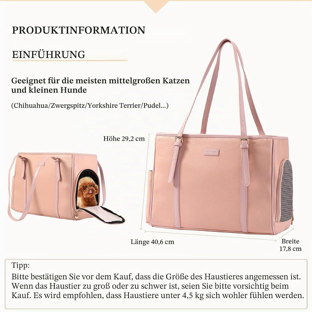 Lasaviin Modische Hunde-Geldbörse, Haustier-Tragetasche, Ledertasche für kleine Hunde, Katzen, Welpe