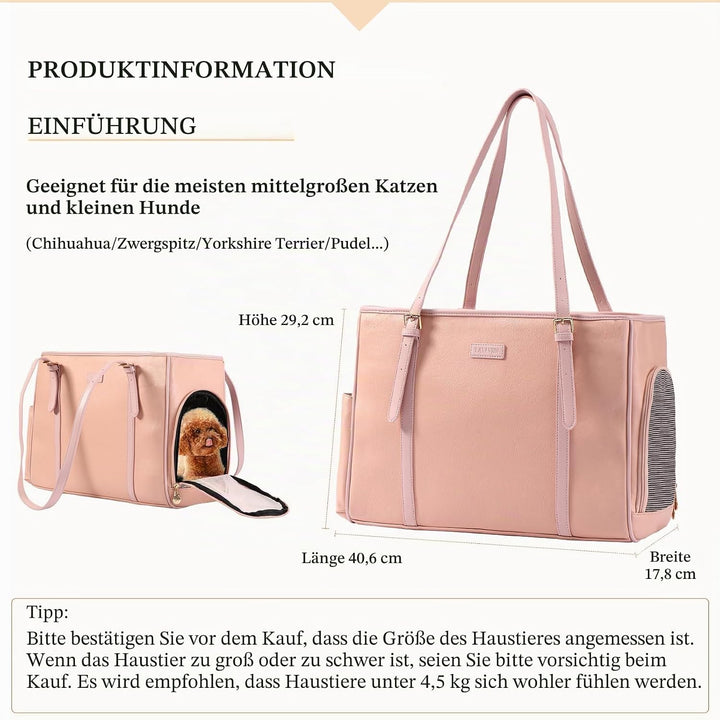 Lasaviin Modische Hunde-Geldbörse, Haustier-Tragetasche, Ledertasche für kleine Hunde, Katzen, Welpe