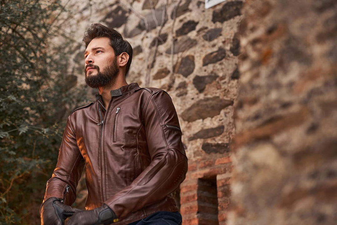 SHIMA HUNTER Motorradjacke Herren | Vintage Biker-Lederjacke Belüftet mit CE Rücken, Schulter und El