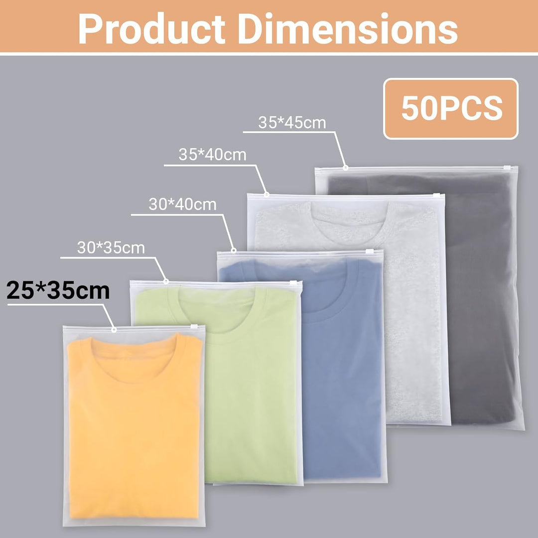 Zip Beutel Klein, 50 Stück 25 * 35cm Gefrostetem Beutel Wasserdicht, Plastiktasche mit Reissverschlu