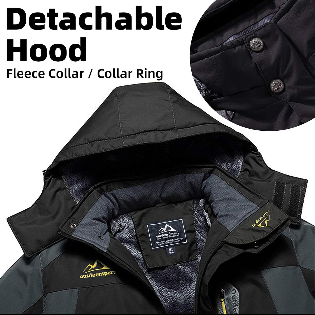MAGCOMSEN Herren Winter Fleecejacke Warme Gefüttert Skijacke Outdoor Winddicht Wasserdicht Jacke Ver