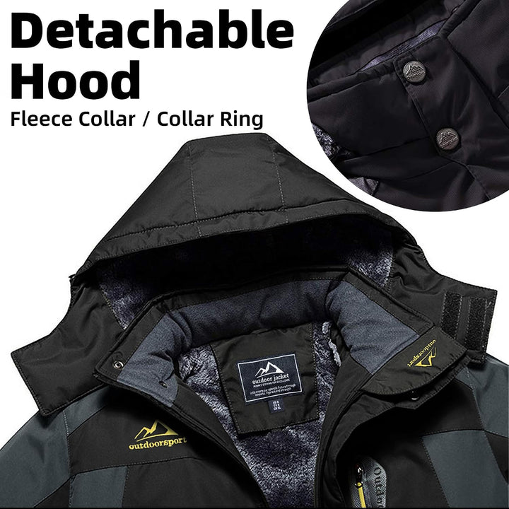 MAGCOMSEN Herren Winter Fleecejacke Warme Gefüttert Skijacke Outdoor Winddicht Wasserdicht Jacke Ver