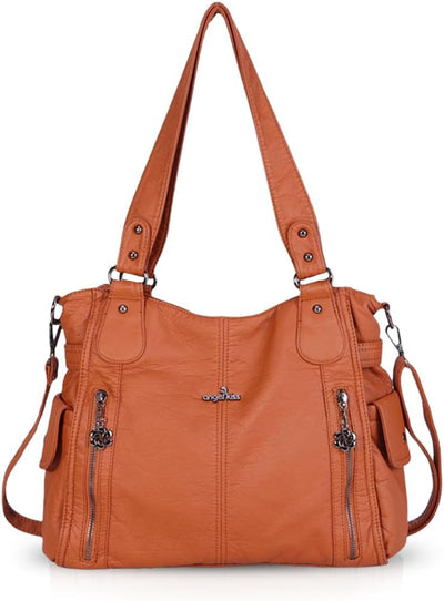 NICOLE & DORIS Women Hobo bags shoulder bags Washed Leather Totes Crossbody with Multiple Compartmen
