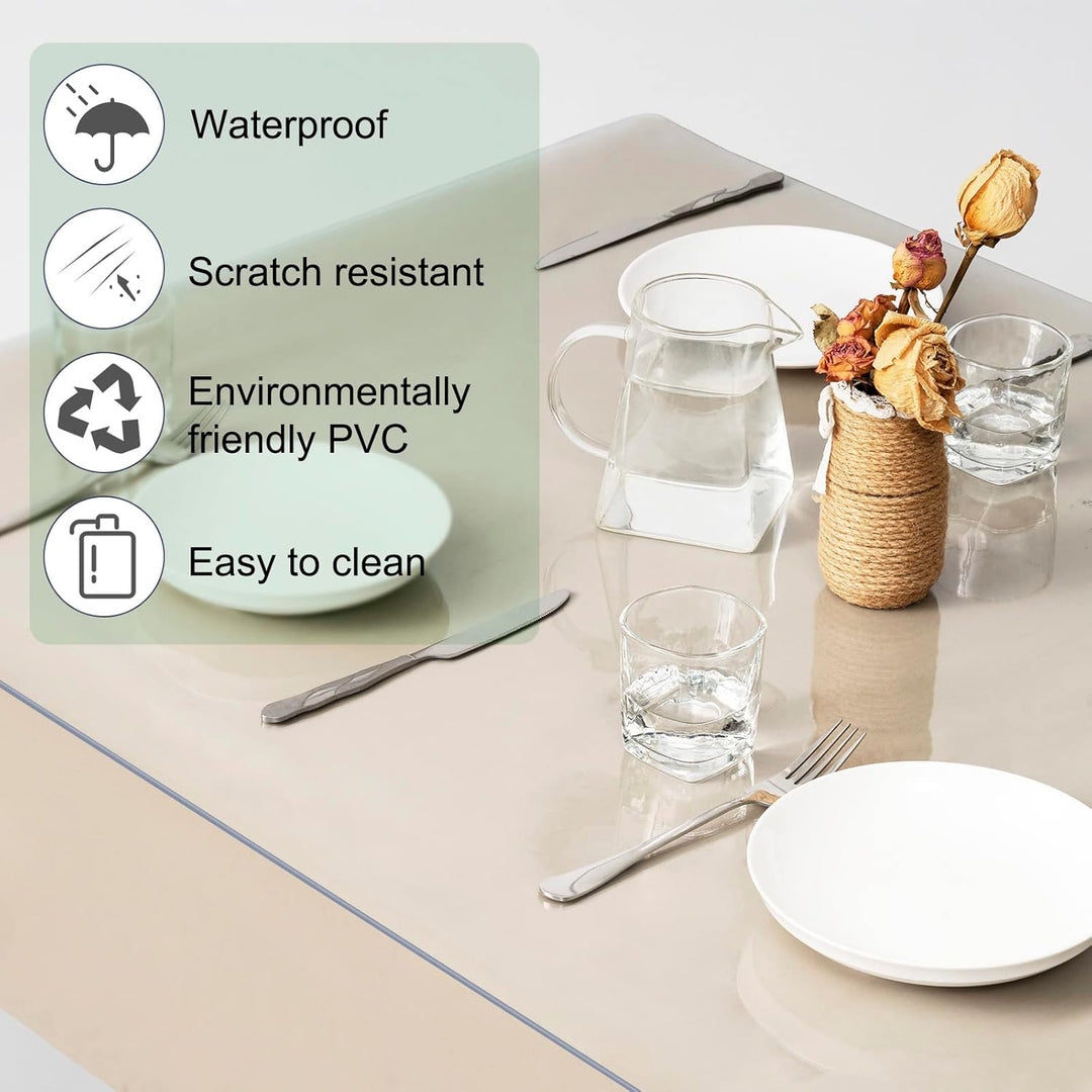 WOLTU Tischdecke 2 mm Wasserdicht Transparent | Durchsichtige Tischfolie aus PVC | Rechteckiger Tisc