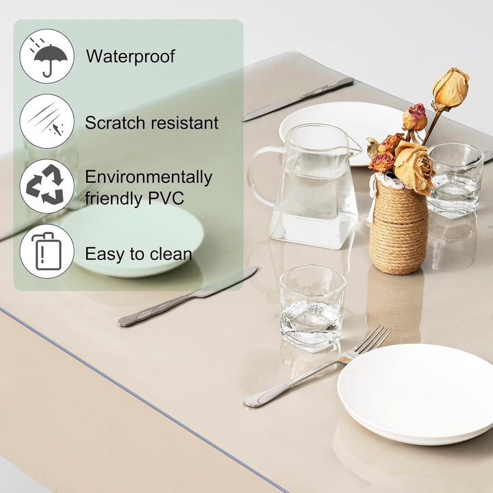 WOLTU Tischdecke 2 mm Wasserdicht Transparent | Durchsichtige Tischfolie aus PVC | Rechteckiger Tisc