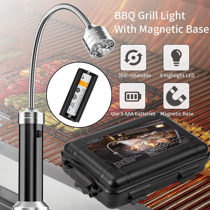 MojiDecor Grill Licht, Magnetische Grilllampe BBQ Licht Set Outdoor Grill Lichter BBQ Zubehör Arbeit