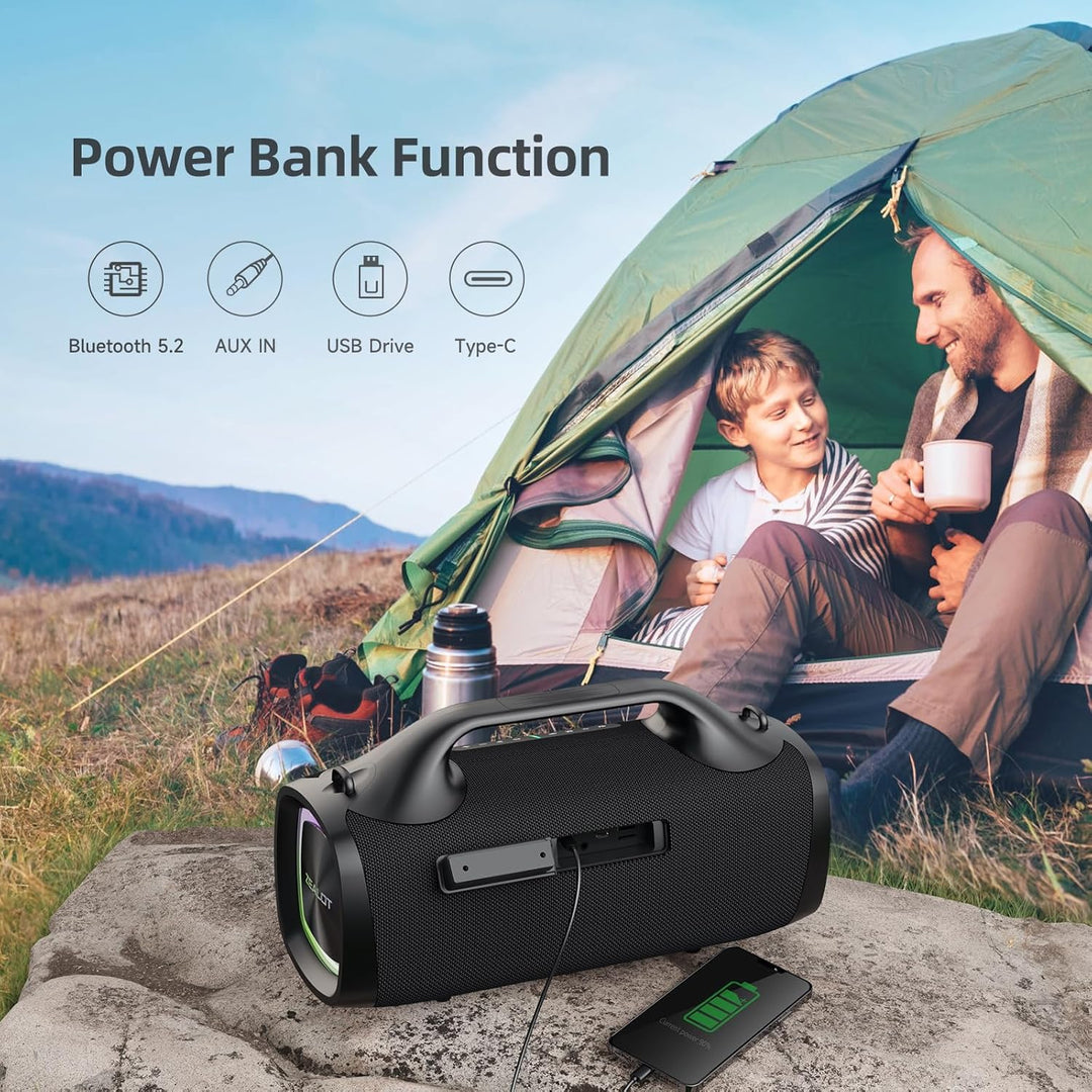ZEALOT Bluetooth Lautsprecher,100W Stereo Sound für Draussen,XBass,Bluetooth 5.2,USB-C, 24000mAH,Dua