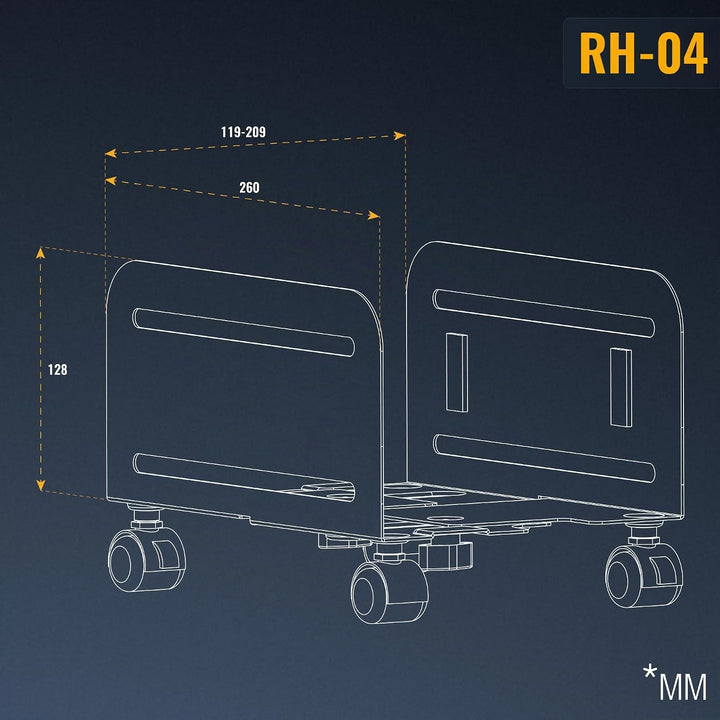 RICOO PC Computer Halterung mit Rollen Rechner Boden Ständer Computerhalterung RH-04 CPU Ständer Rec