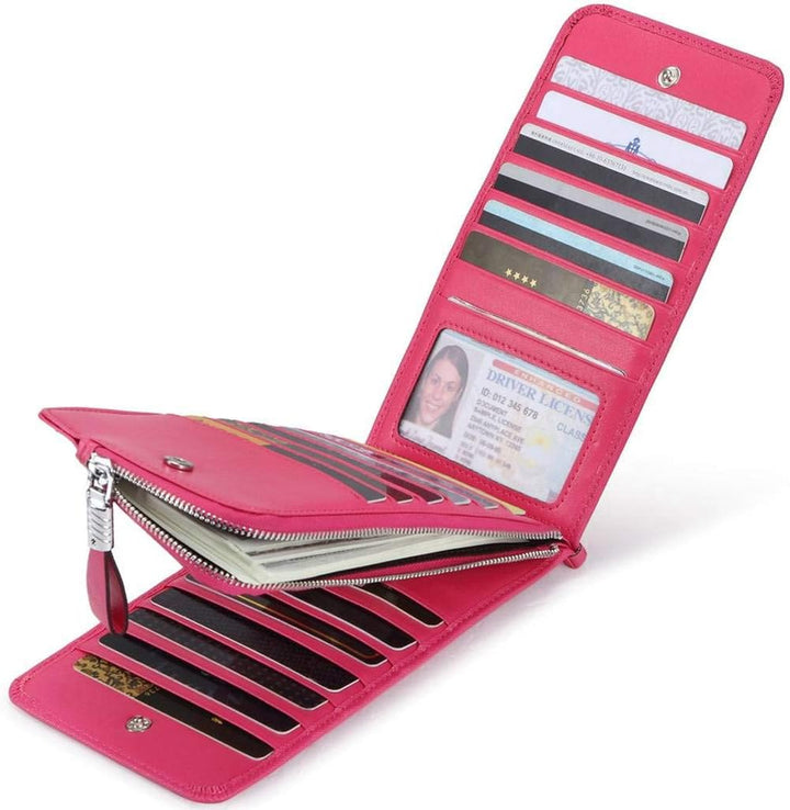 Huztencor Damen Kreditkartenetui Geldbörse RFID Blocking Leder Kartenetui Geldbörse Pink, Pink