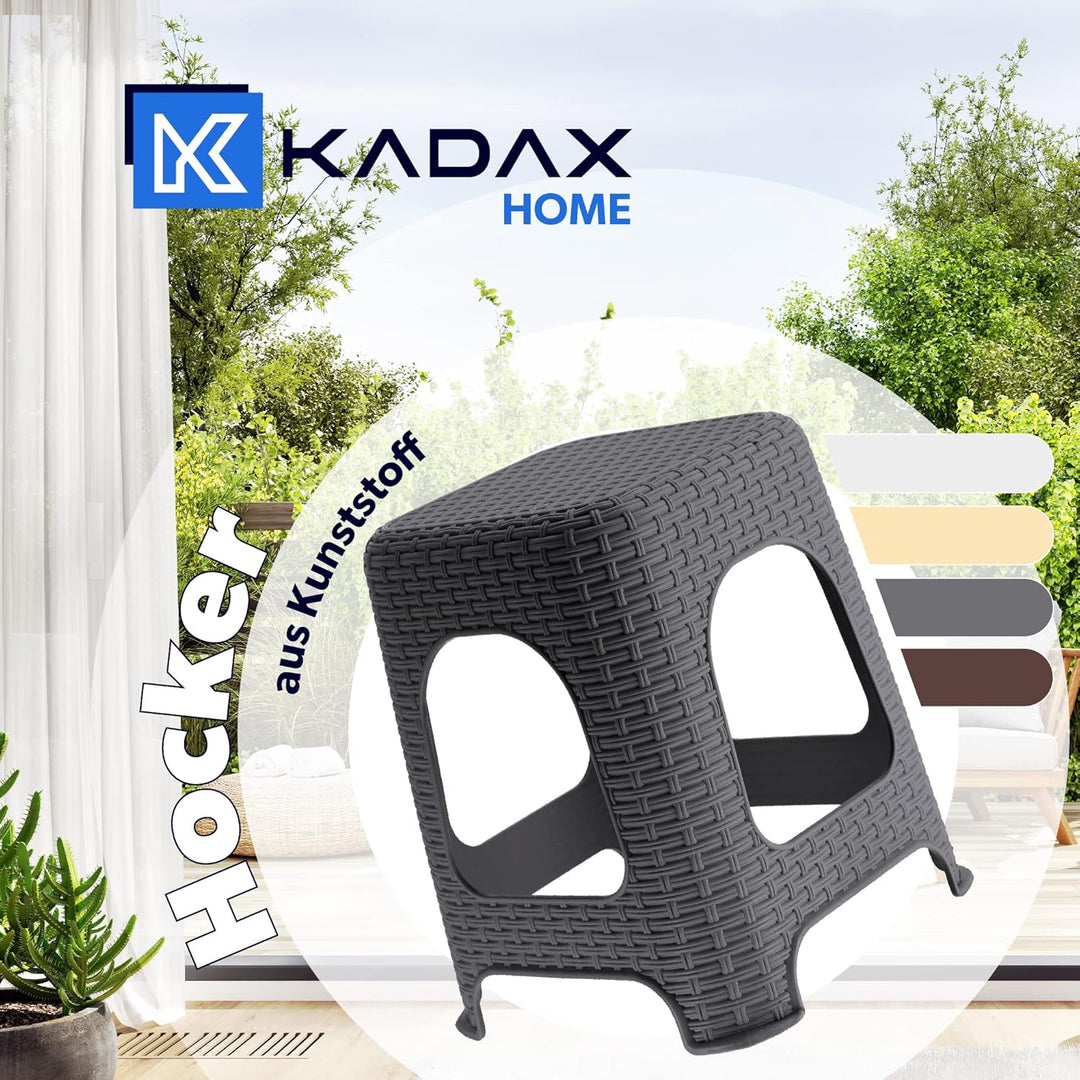KADAX Hocker aus Kunststoff, Tritthocker bis 120 kg, Rattanhocker mit Antirutschfüssen, Badhocker, W