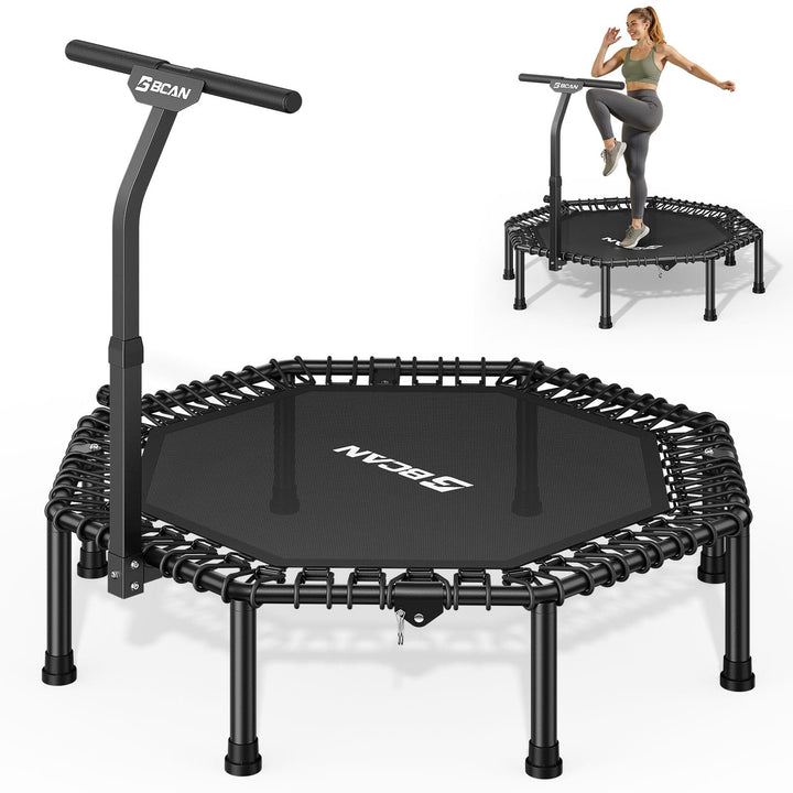 BCAN Trampolin Indoor Erwachsene, Testsieger, 250 kg Tragkraft, Ø 122/130 cm, mit Bungee-Seilen & Ve