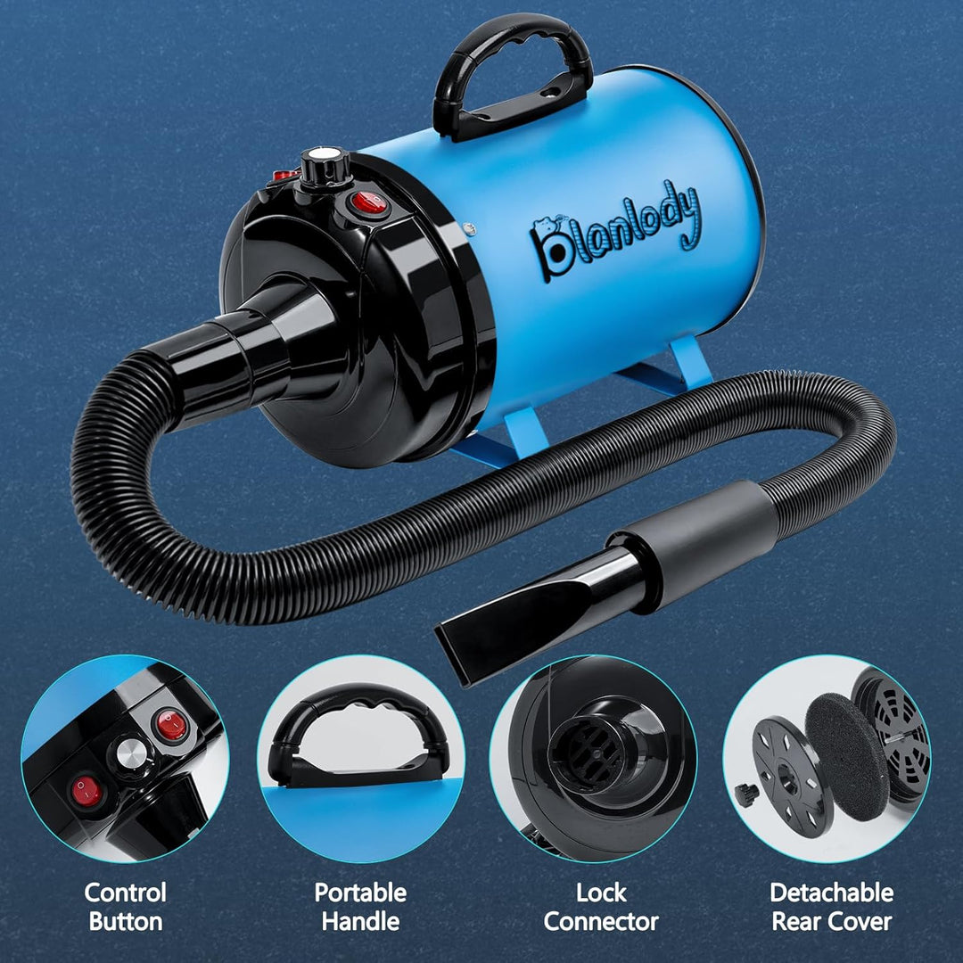 Hundefön Blower Sehr Leise 5.2 PS / 3800W Motor Einstellbare Geschwindigkeit, Hundepflege-Trockner-G