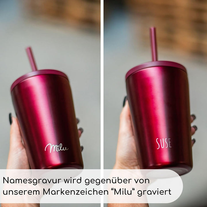 Milu Thermobecher 300ml, 400ml, 500ml - 100% Auslaufsicher - Edelstahl Kaffeebecher to go isoliert m