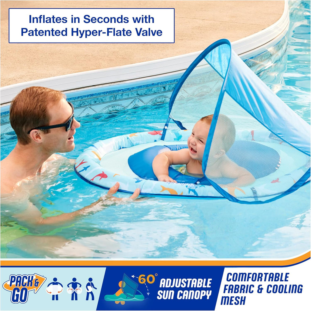 Swimways Baby Spring Float, Baby Pool Float with Canopy & UPF Protection, Swimming Pool Accessories