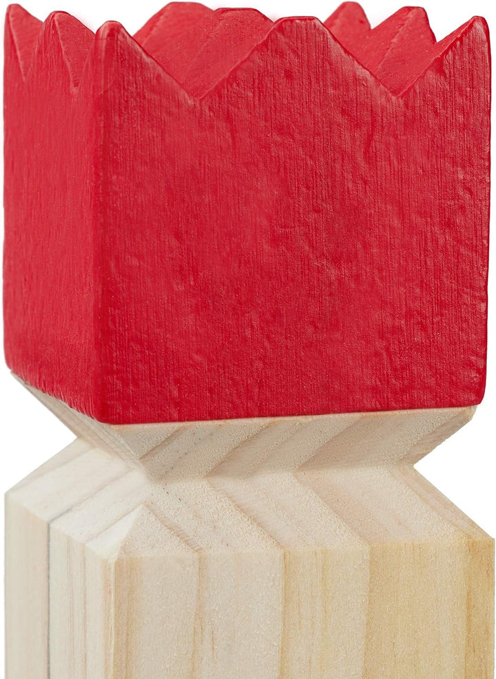 Relaxdays Wikinger Wurfspiel aus Kiefernholz, Natur Kubb Wikingerspiel, roter König, gross, Gartensp