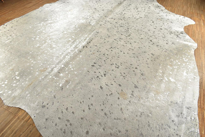 Generisch Kuhfell Stierfell Kalbfell Teppich Silber Devore grau ca. 220 x 200 cm Metallic Effekt von