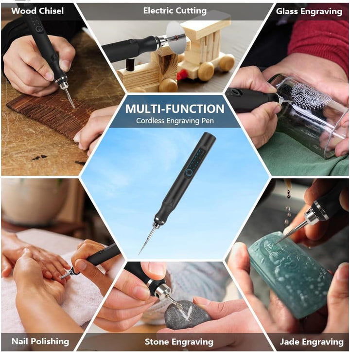 Ainiv USB Wiederaufladierbar Gravur Werkzeug Kit, Elektrischer Mini Graveur Gravurwerkzeug, Tragbar