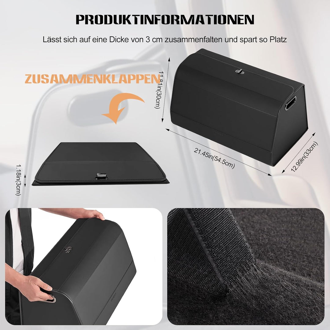 Ergocar Kofferraum Organizer, PU-Leder Autotasche Auto Kofferraum Box mit Deckel, Zusammenklappbarer
