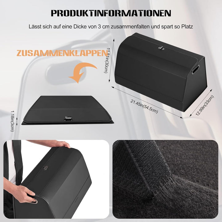 Ergocar Kofferraum Organizer, PU-Leder Autotasche Auto Kofferraum Box mit Deckel, Zusammenklappbarer