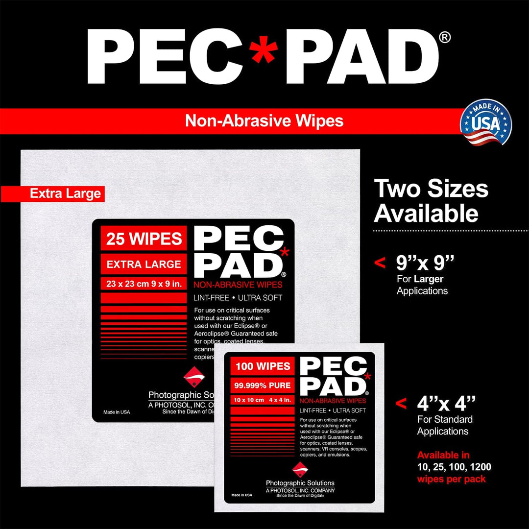 PEC-PAD Lint Free Wipes 4”x4” Non-Abrasive Ultra Soft Cloth for Cleaning Sensitive Surfaces Like Cam